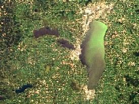 Terra/MODIS satellite image of Lake Winnebago, Wisconsin